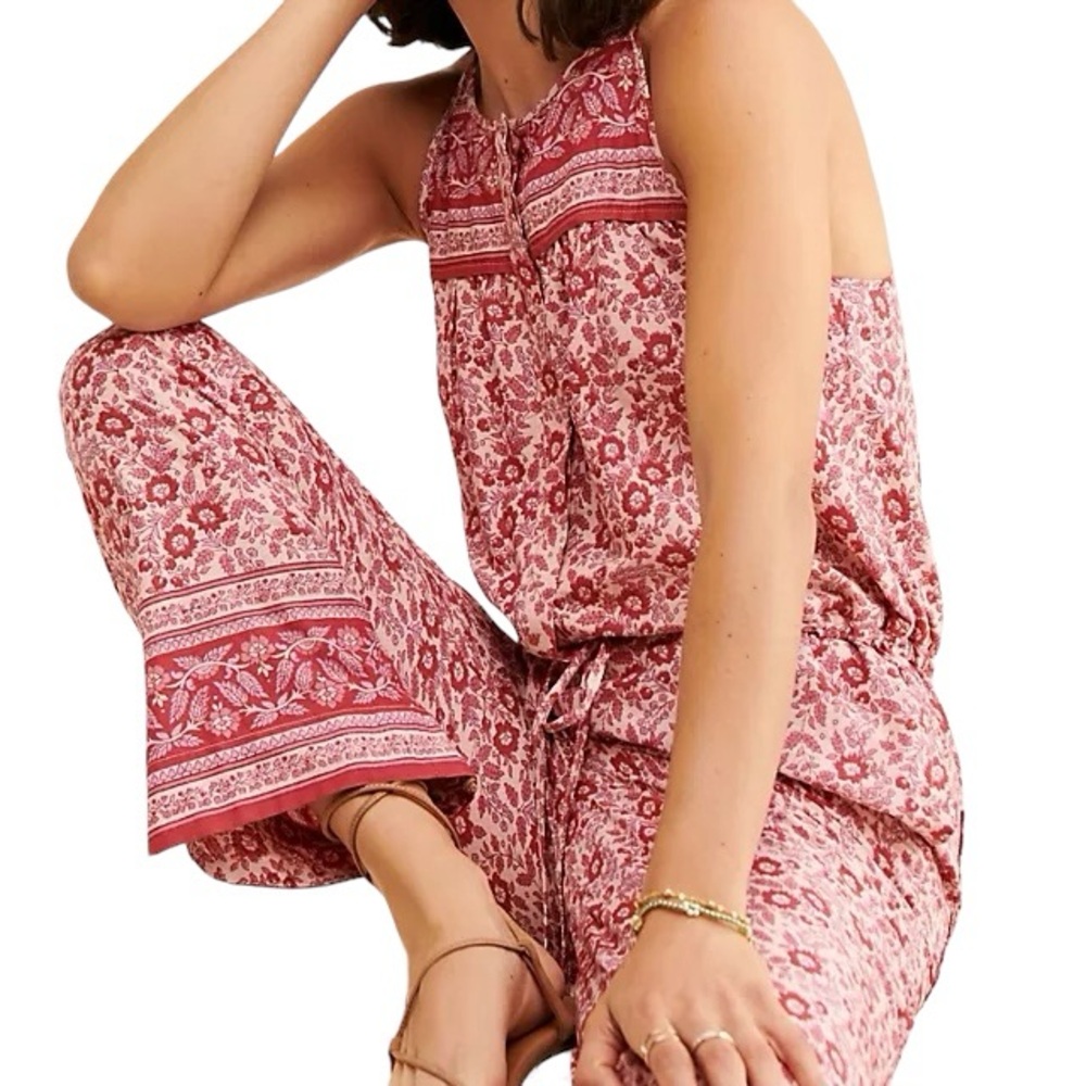 Faherty Floral Red Jumpsuit